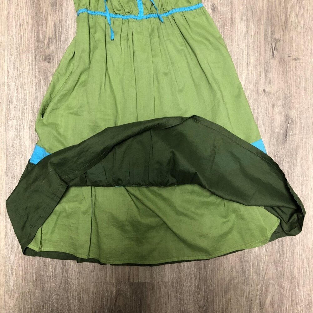 Vintage Y2K American Eagle Size 4 Baby Doll Dress Tier Ruffle Blue Green Cotton - Picture 7 of 11